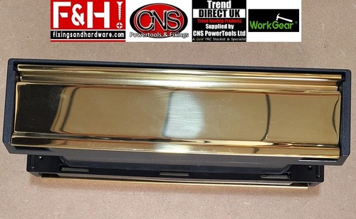 Gold door letterbox - upvc, wood